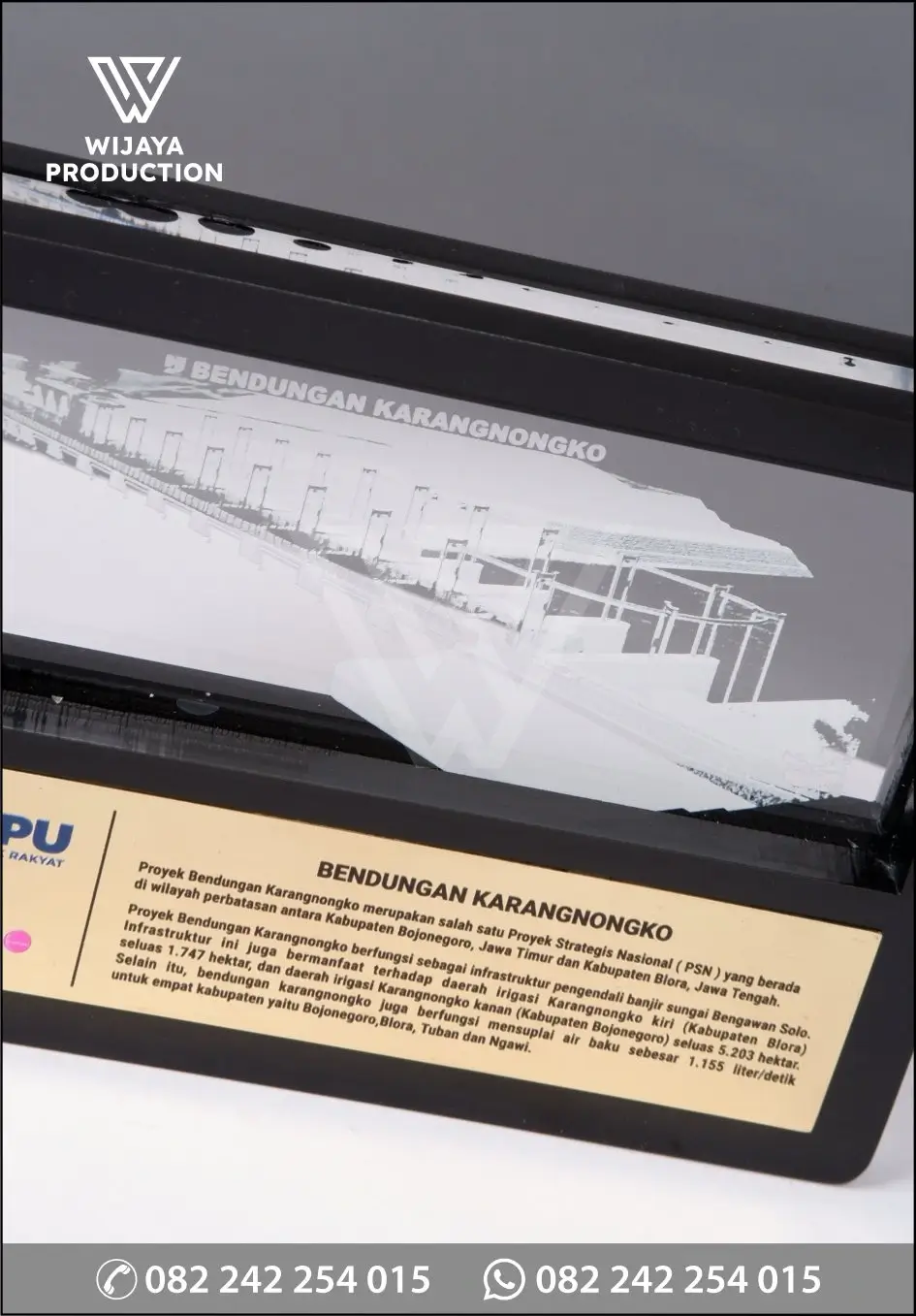 Detail Plakat Akrilik Bendungan Karangnongko KEMENPU