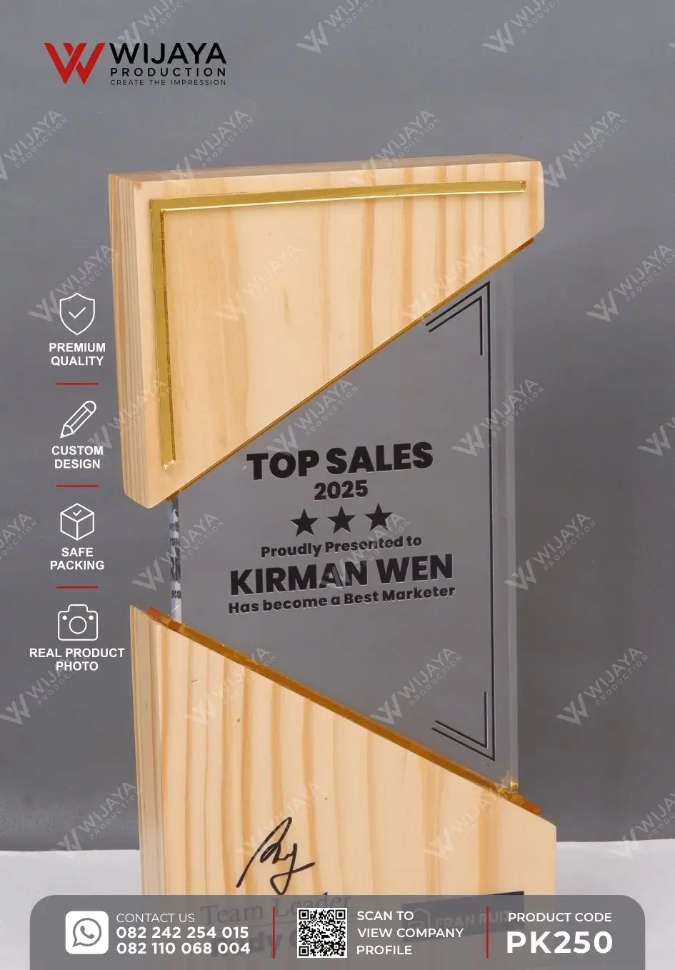 Detail Plakat Kayu Akrilik Kombinasi Top Sales