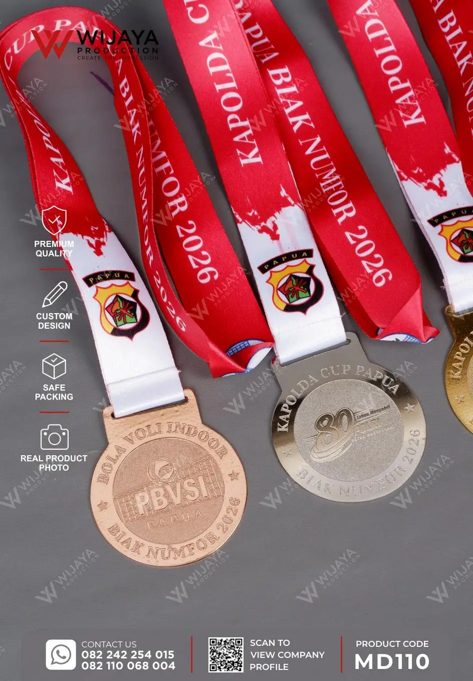 Detail Medali Logam Kapolda Cup Papua