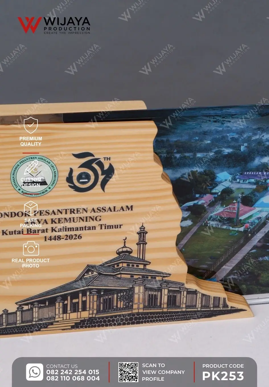 Detail Plakat Kayu Akrilik Pondok Pesantren Assalam Arya Kemuning