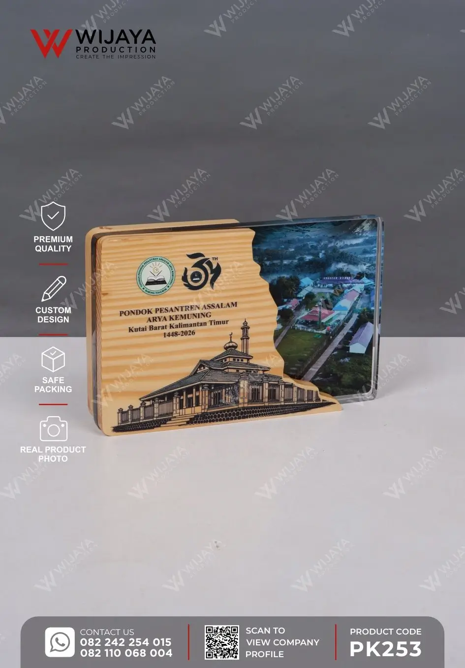 Plakat Kayu Akrilik Pondok Pesantren Assalam Arya Kemuning