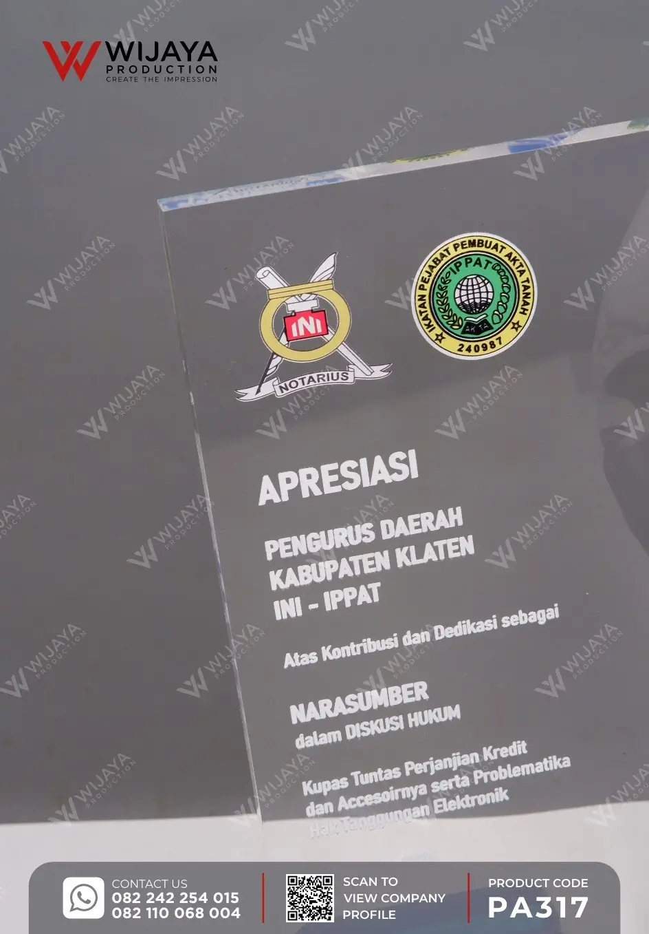 Detail Plakat Akrilik Apresiasi Narasumber INI - IPPAT Klaten