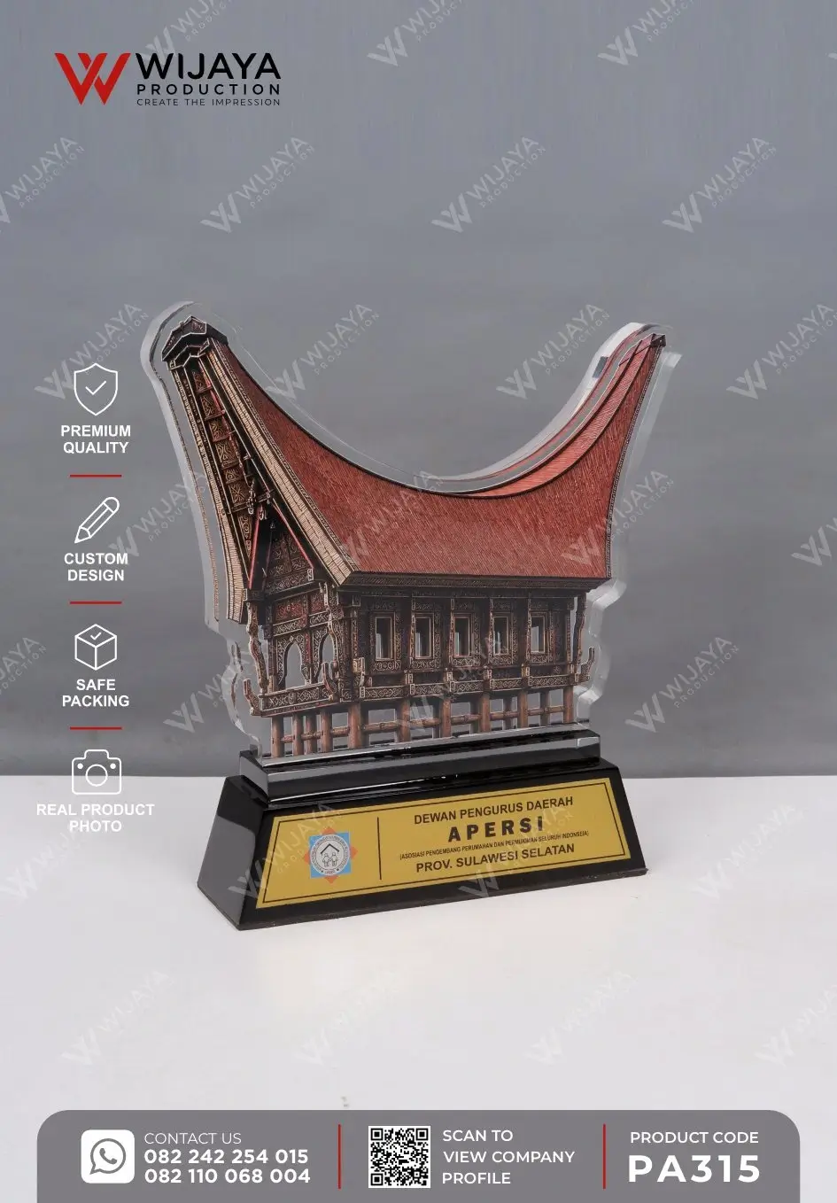Plakat Akrilik Custom Rumah Adat Tongkonan Sulawesi Selatan