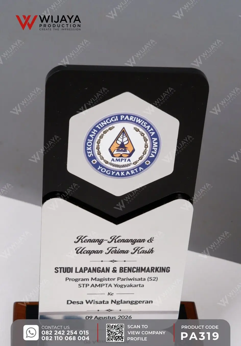 Detail Plakat Akrilik Kenang-Kenangan Studi Lapangan STP AMPTA