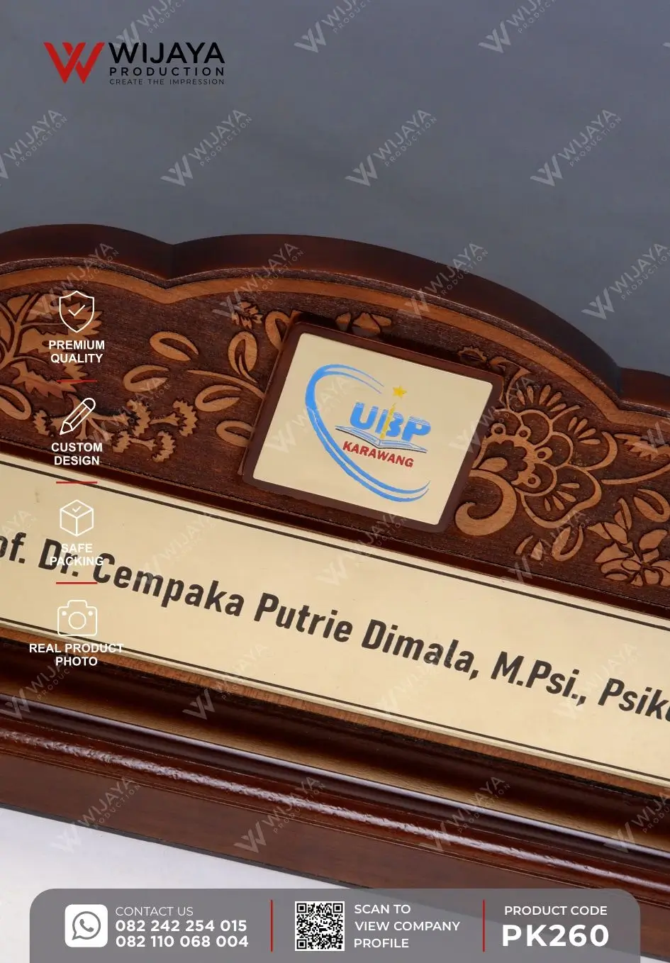 Detail Papan Nama Kayu UBP Karawang