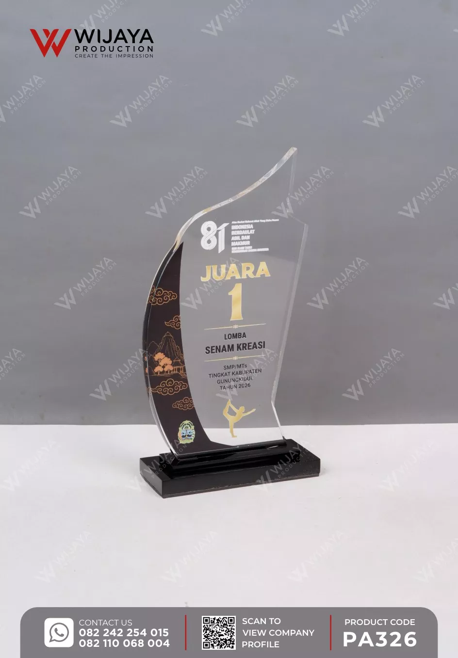 Plakat Akrilik Juara Lomba Senam Kreasi