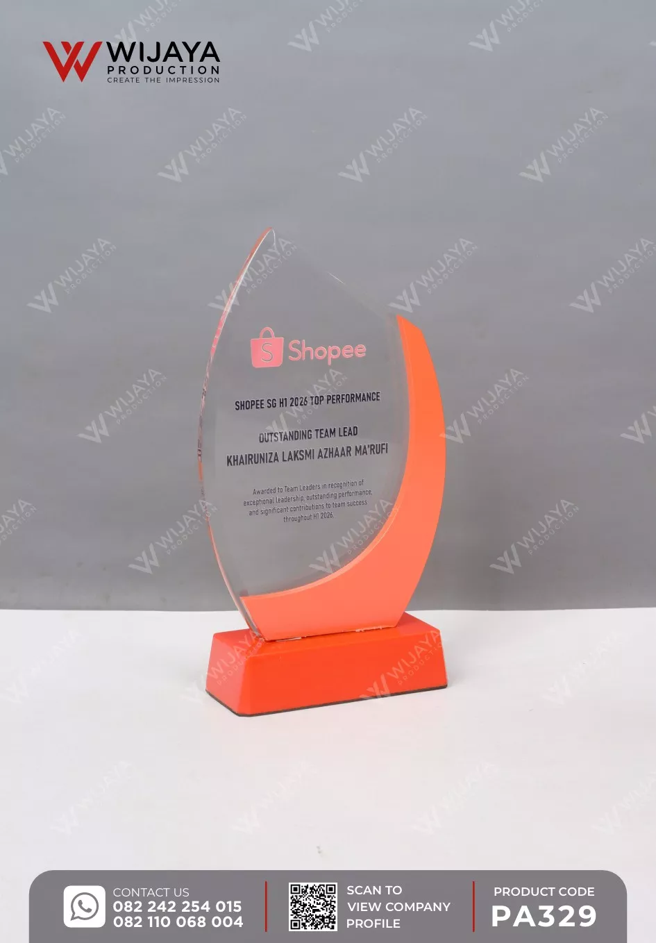 Plakat Akrilik Penghargaan Shopee SG H1 2026