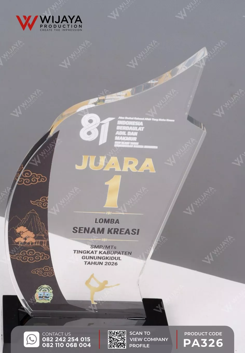 Detail Plakat Akrilik Juara Lomba Senam Kreasi