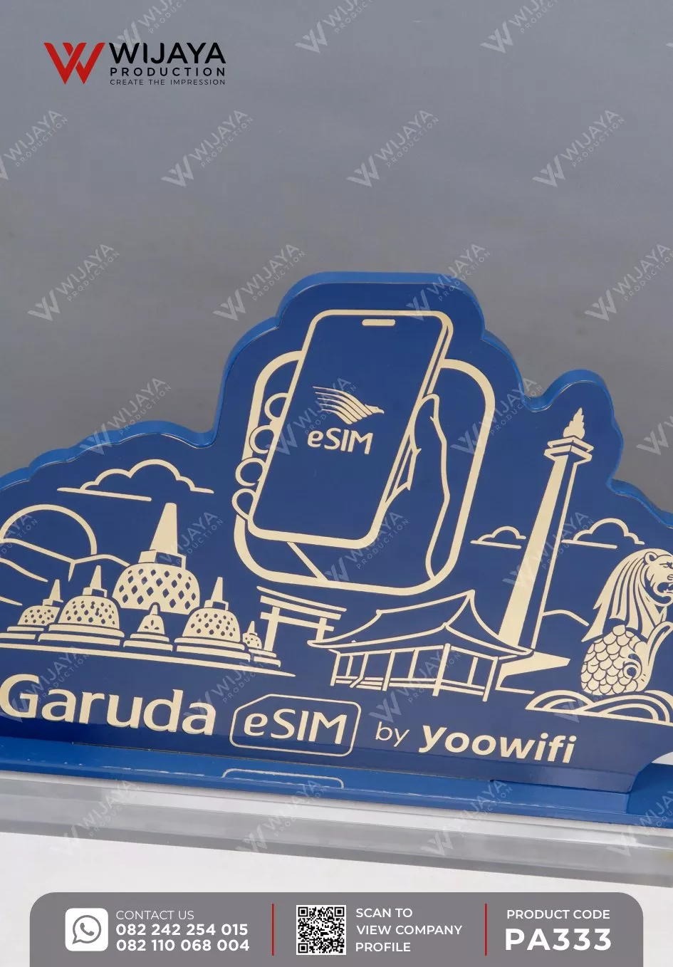 Detail Plakat Akrilik Garuda eSIM by Yoowifi
